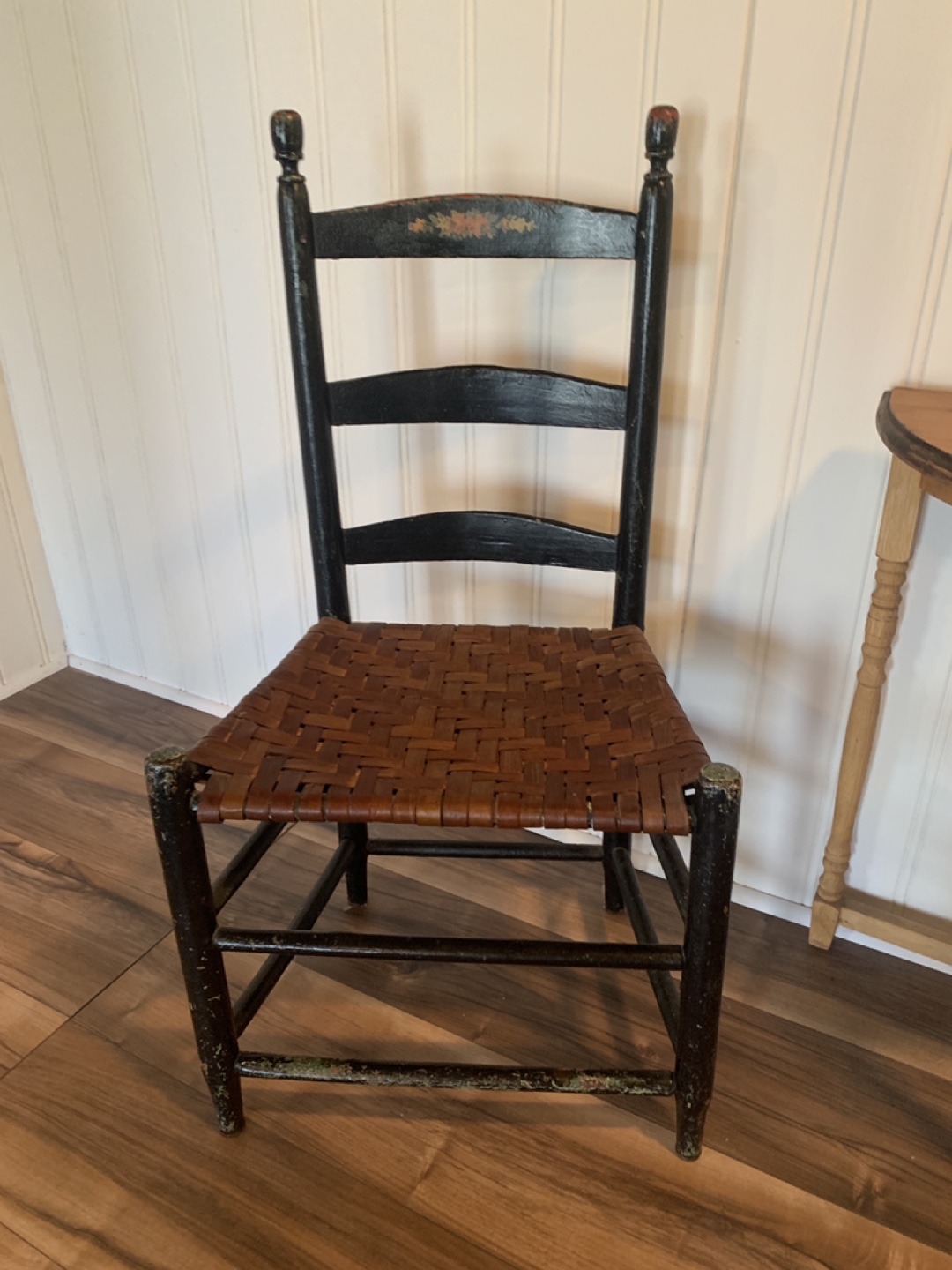 Pair of Antique Ladderback Chairs with Woven Seats