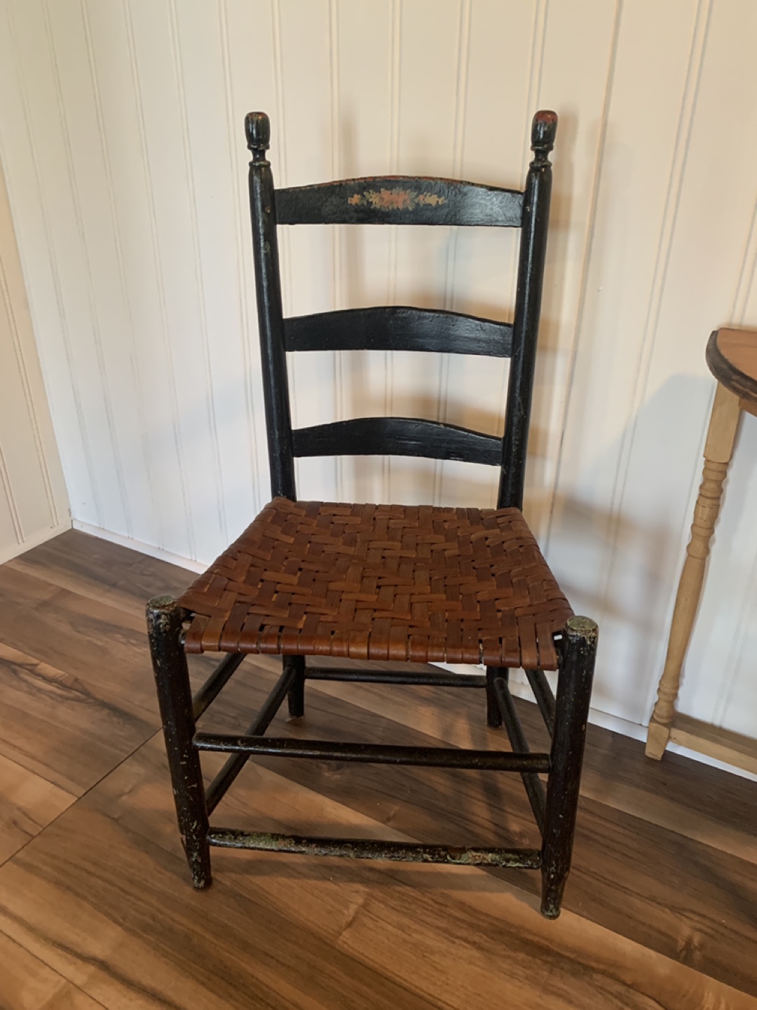 Pair of Antique Ladderback Chairs with Woven Seats - photo 2