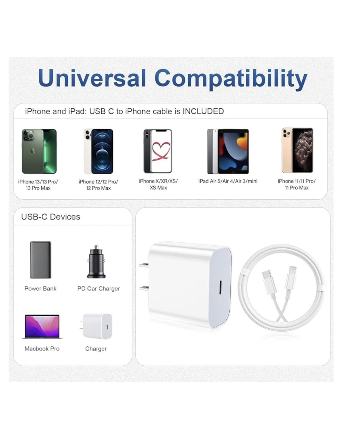 NEW 6' + 10' Lightning to USB-C Cords + Chargers PU Fort Garry - photo 3