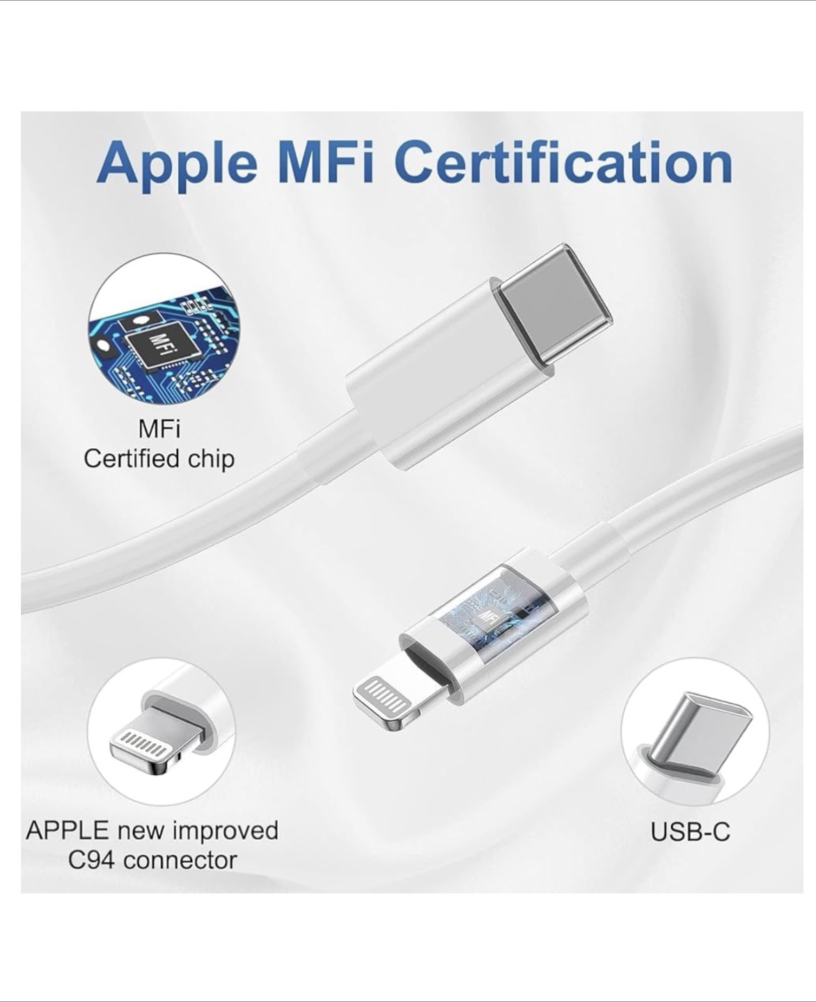 NEW 6' + 10' Lightning to USB-C Cords + Chargers PU Fort Garry - photo 2