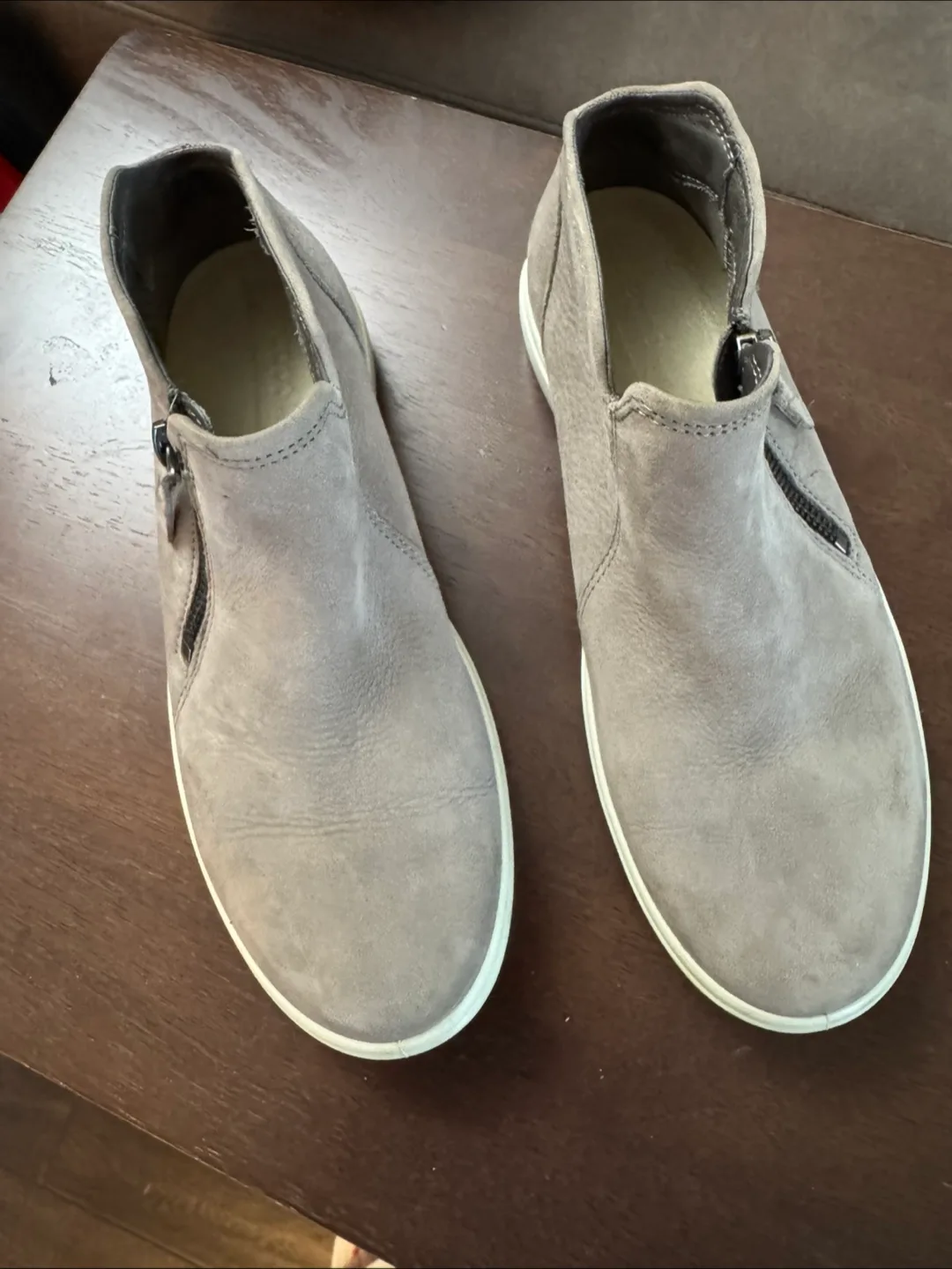 ECCO Women's Grey Suede Ankle Booties Size 38 thumbnail