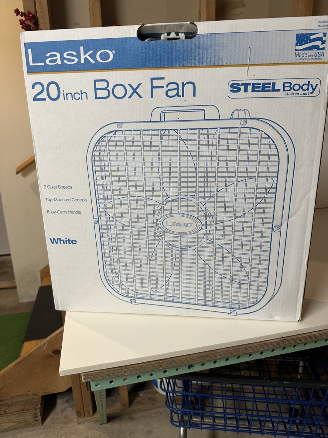 Lasko 20 inch White Box Fan