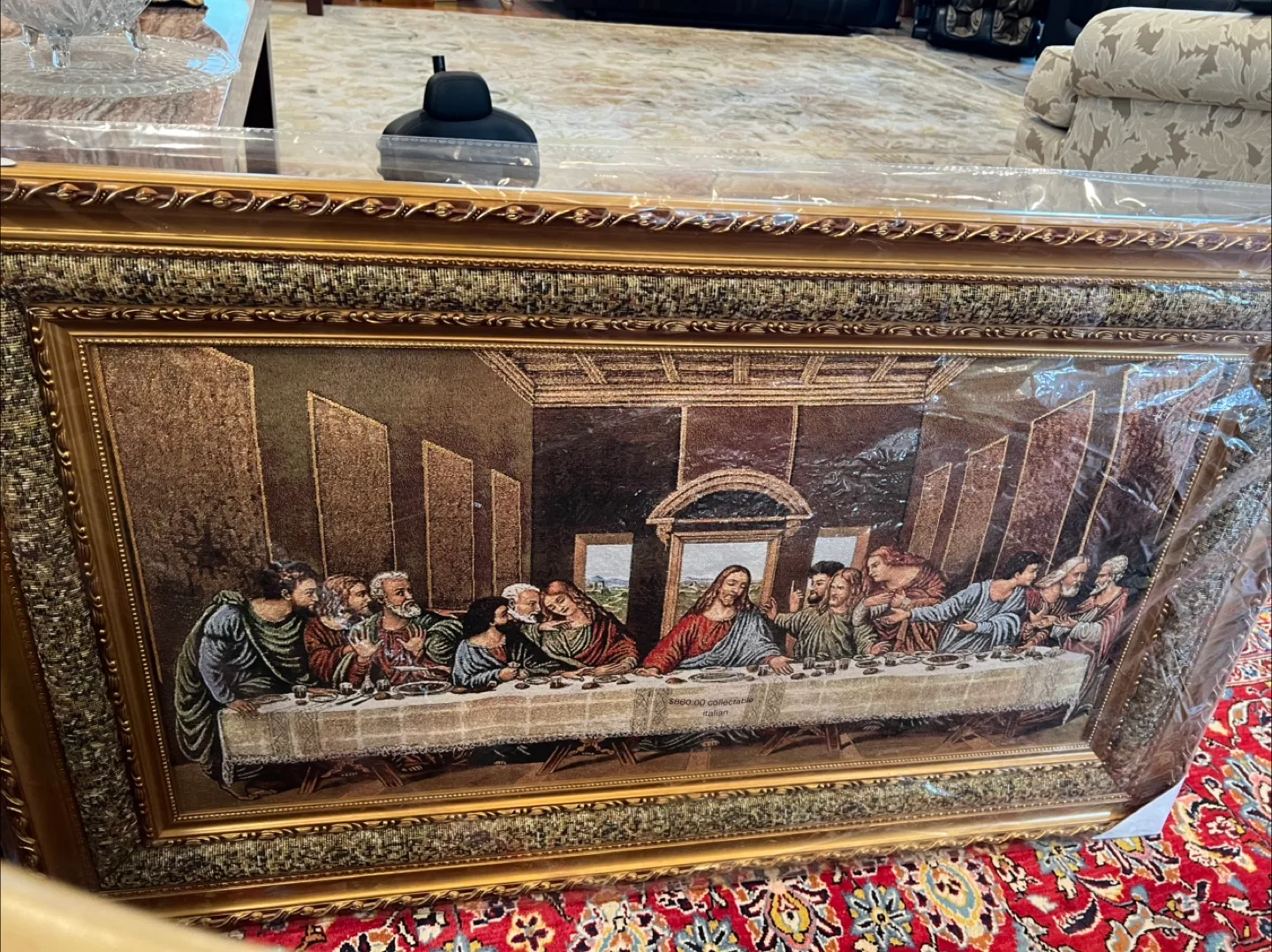 Large Framed Artwork Set: Coastal Scene & The Last Supper image indicator(2)