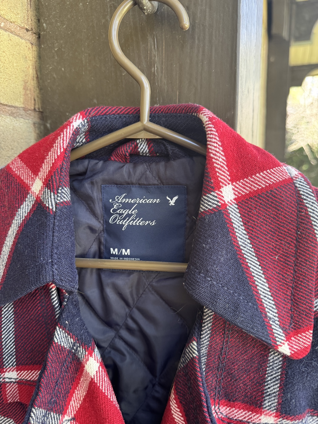 American Eagle Outfitters Red and Navy Plaid Coat - Size M - photo 2