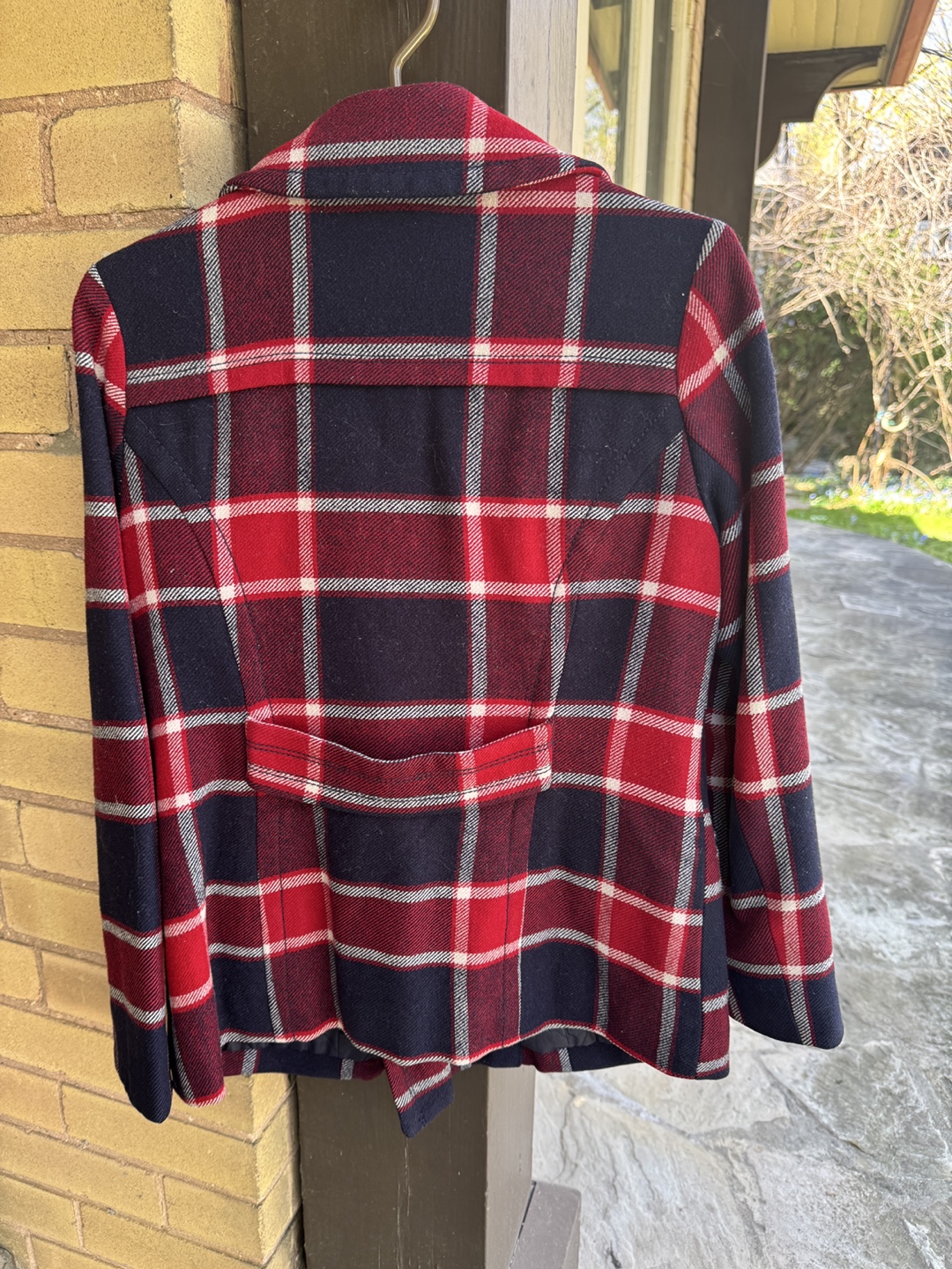 American Eagle Outfitters Red and Navy Plaid Coat - Size M - photo 3