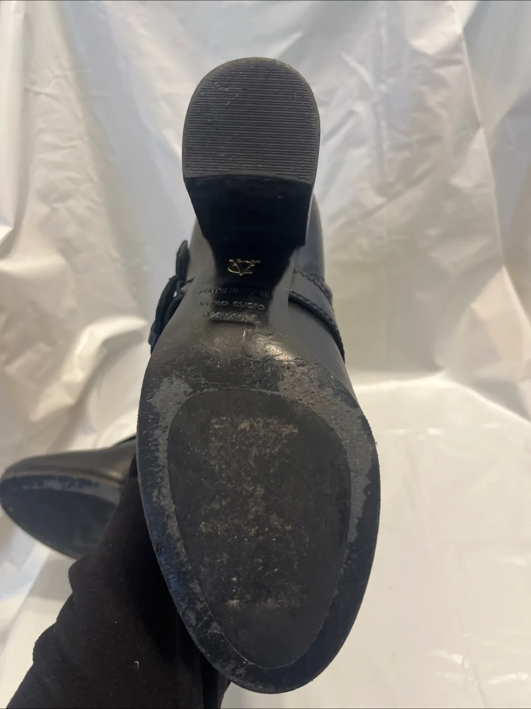 Vince Camuto Black Leather round toe Mid Calf buckle boots 6.5 image indicator(5)