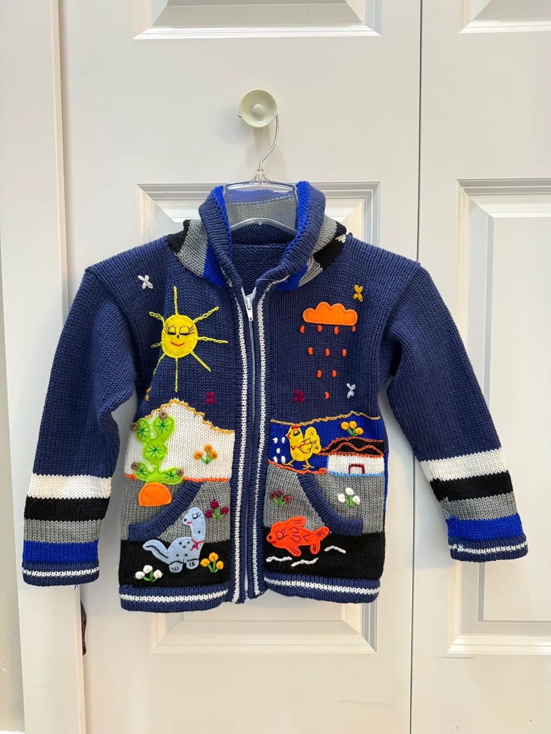 Brand New Handmade Alpaca Wool Children's Zip-Up Sweater thumbnail