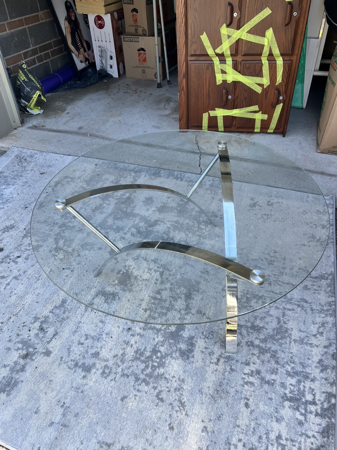 Glass and chrome coffee table - photo 2