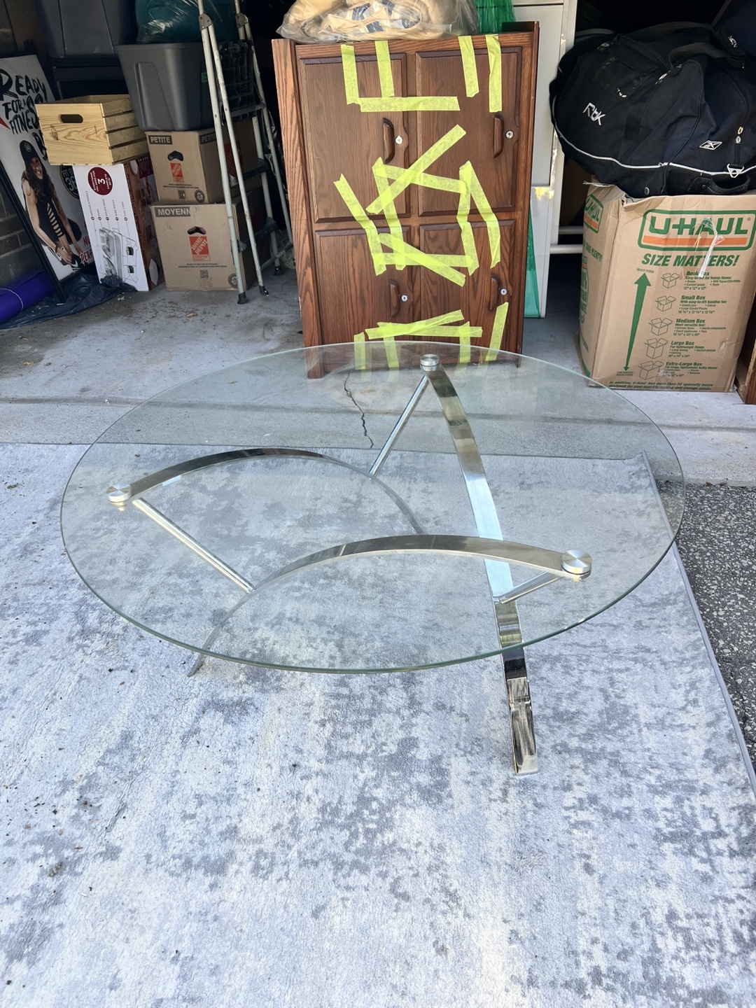 Glass and chrome coffee table