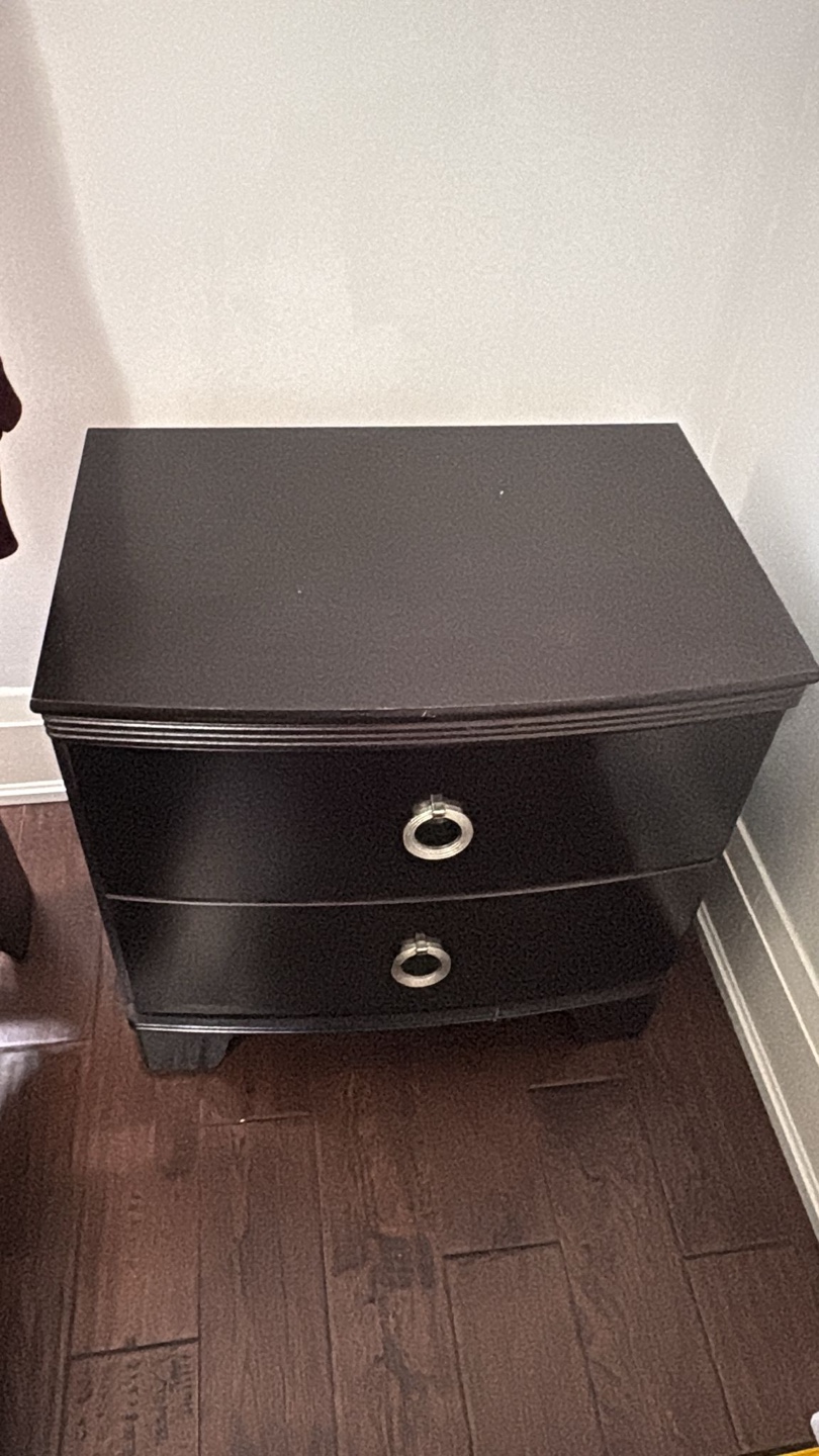 Dark Brown Bedroom Set: Sleigh Bed, Dresser, and Nightstand