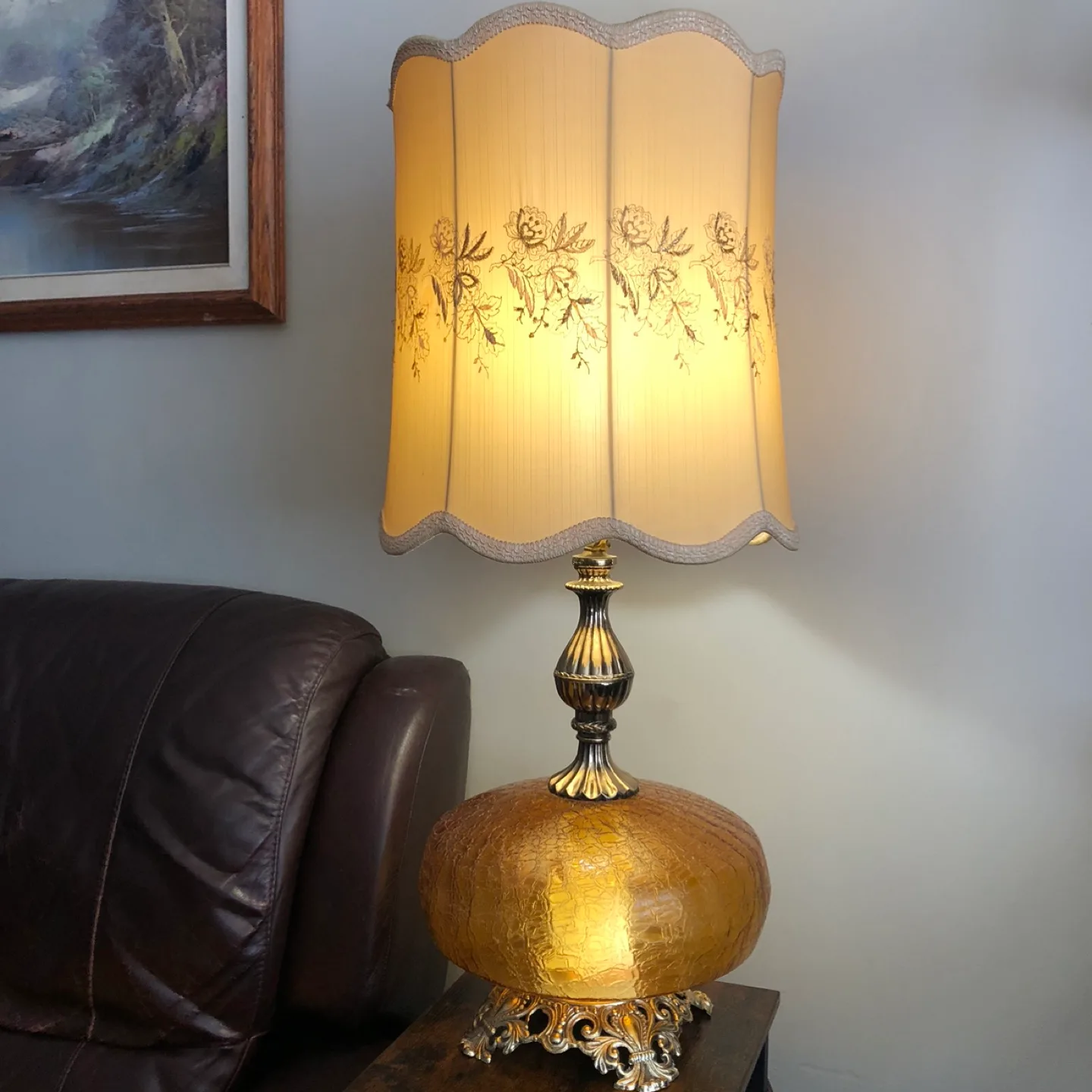 MCM Hollywood Regency 70’s GIM Cracked Glass Lamp thumbnail