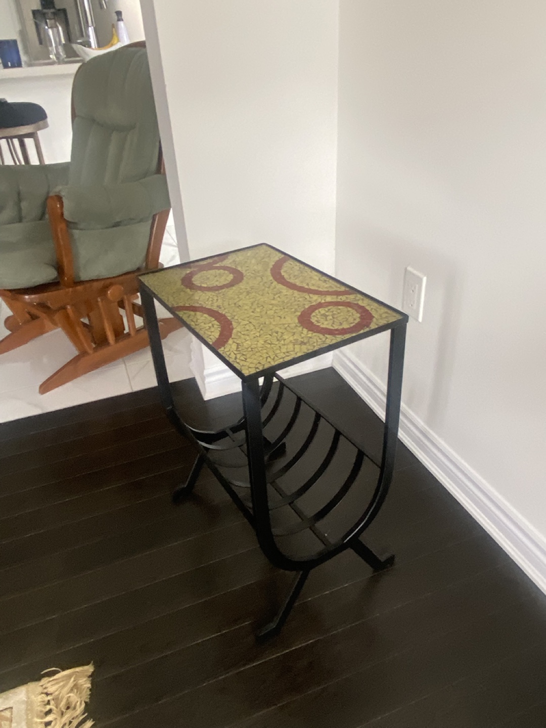 Unique Mosaic Top Side Table with Magazine Rack