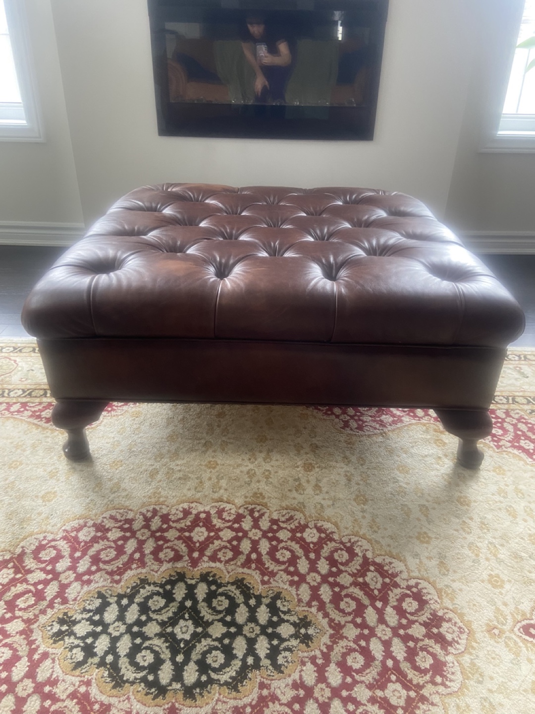 Brown Leather Ottoman Coffee Table