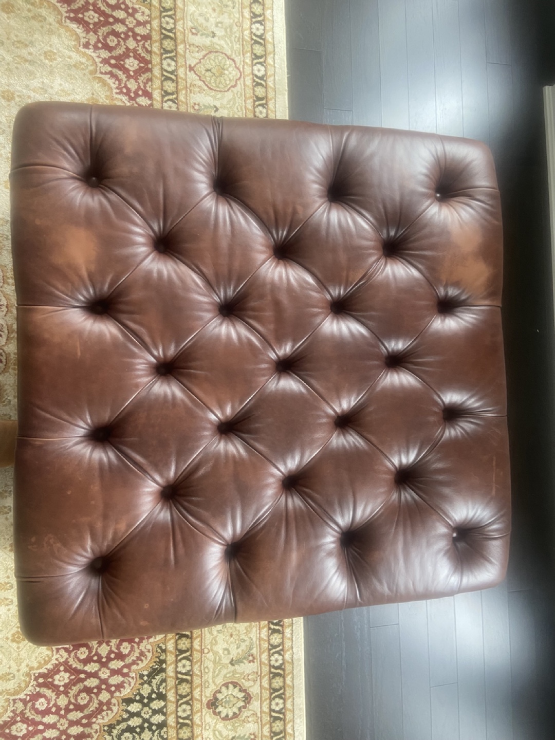 Brown Leather Ottoman Coffee Table - photo 2