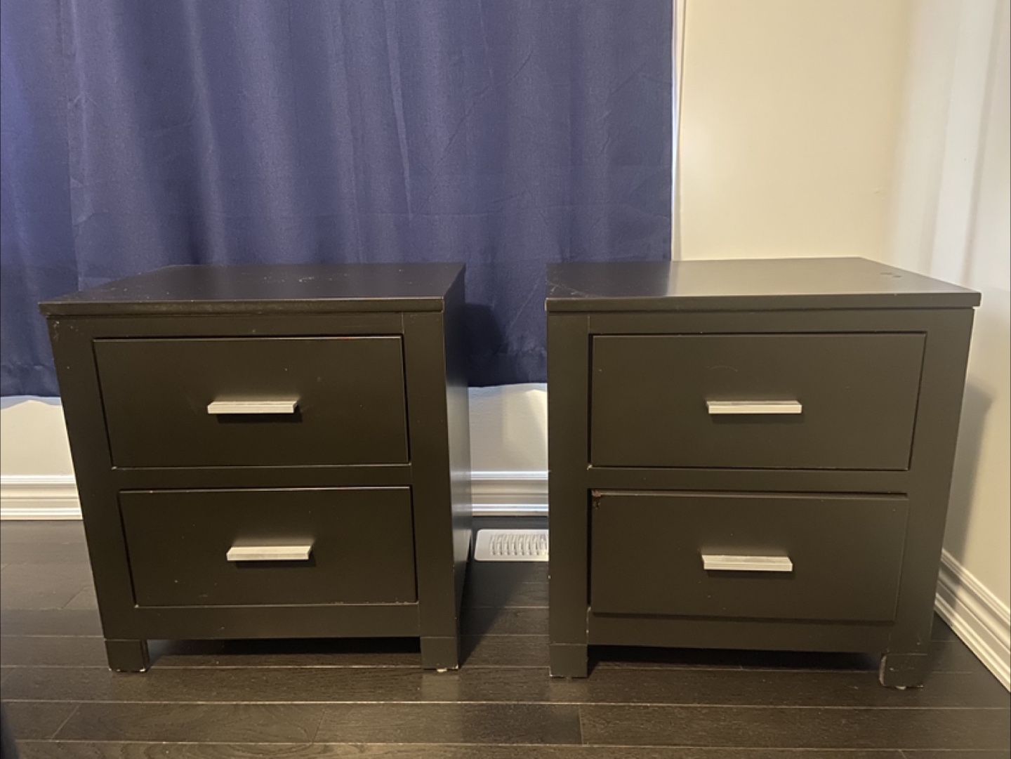 Pair of dark brown Two-Drawer Nightstands