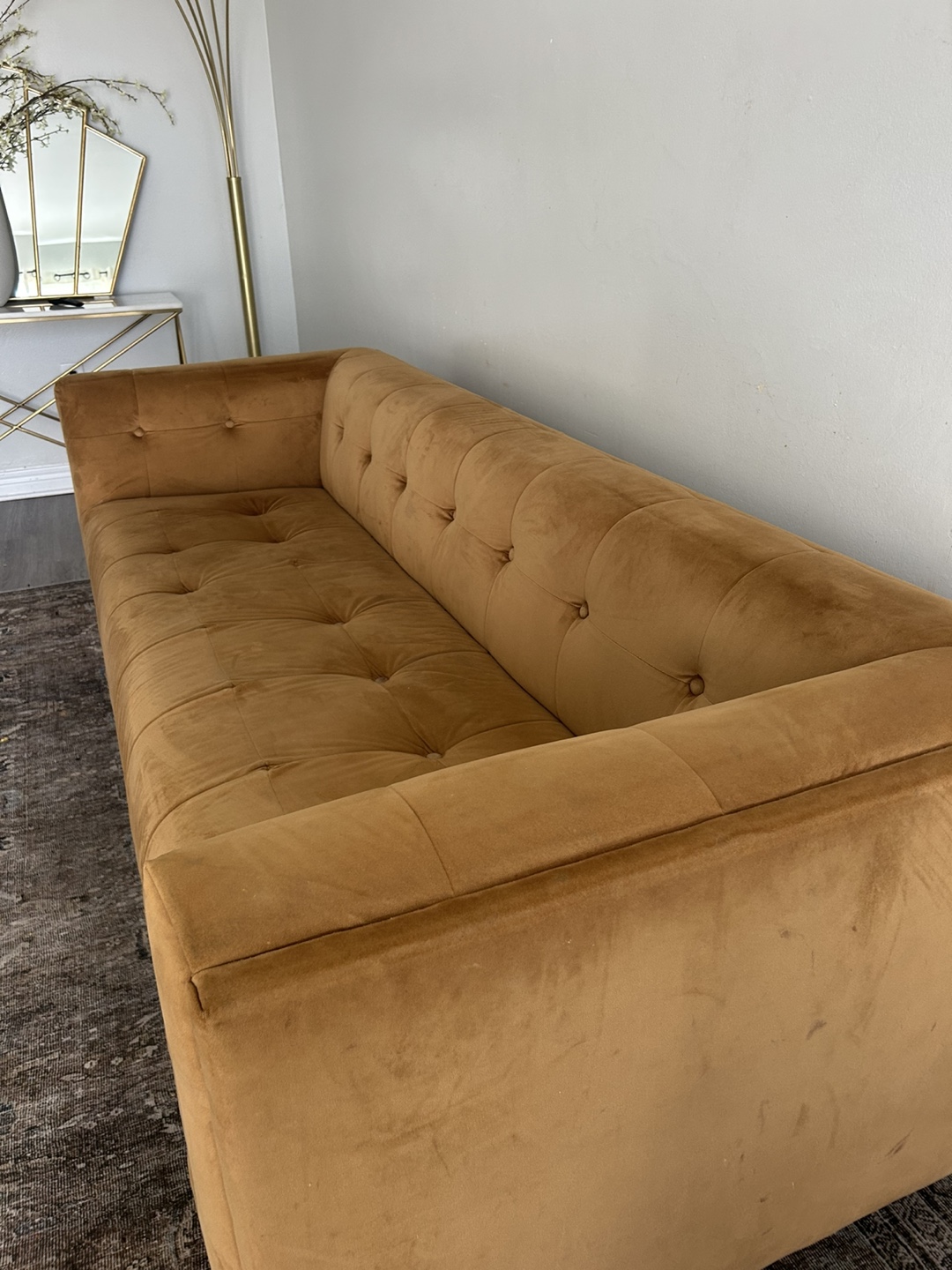 Mustard Yellow Velvet Sofa