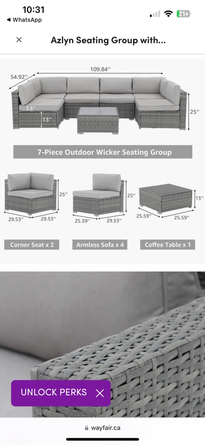Wayfair - Azlyn Seating Group with Cushions 7 pieces - photo 2