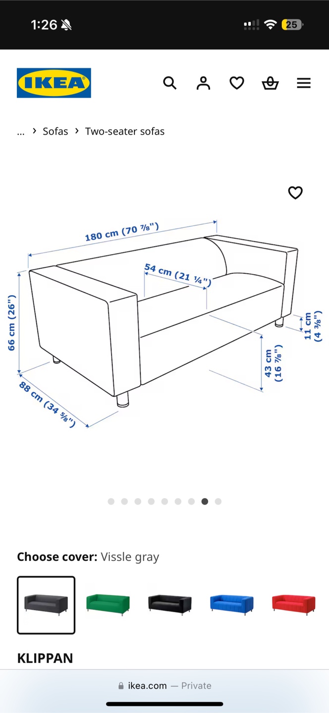 IKEA KLIPPAN Loveseat - Vissel Gray Cover - photo 4