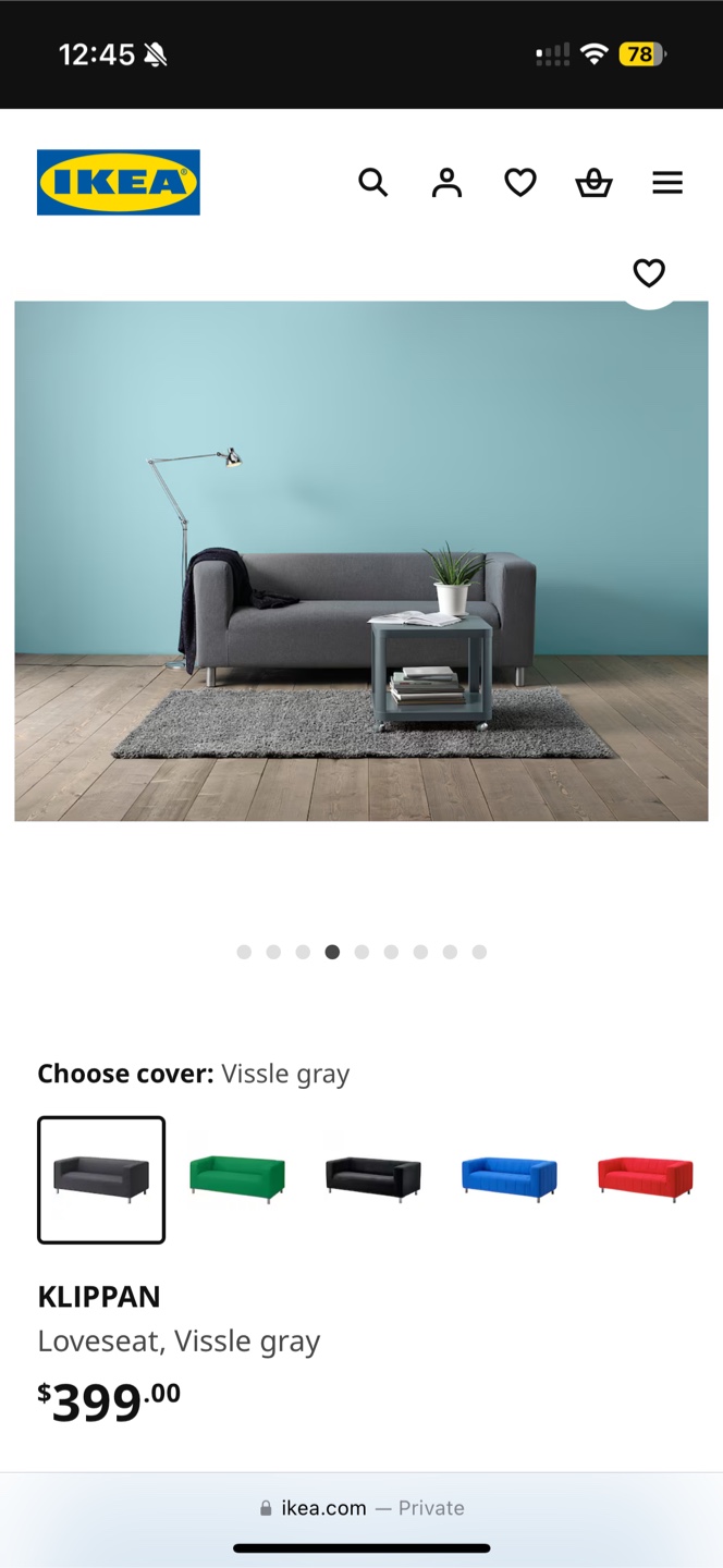 IKEA KLIPPAN Loveseat - Vissel Gray Cover - photo 3