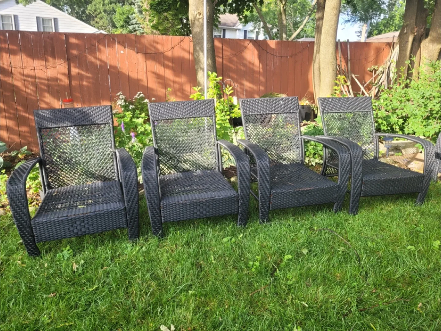 5-Piece Black Wicker Patio Set - Loveseat and Four Chairs image indicator(4)