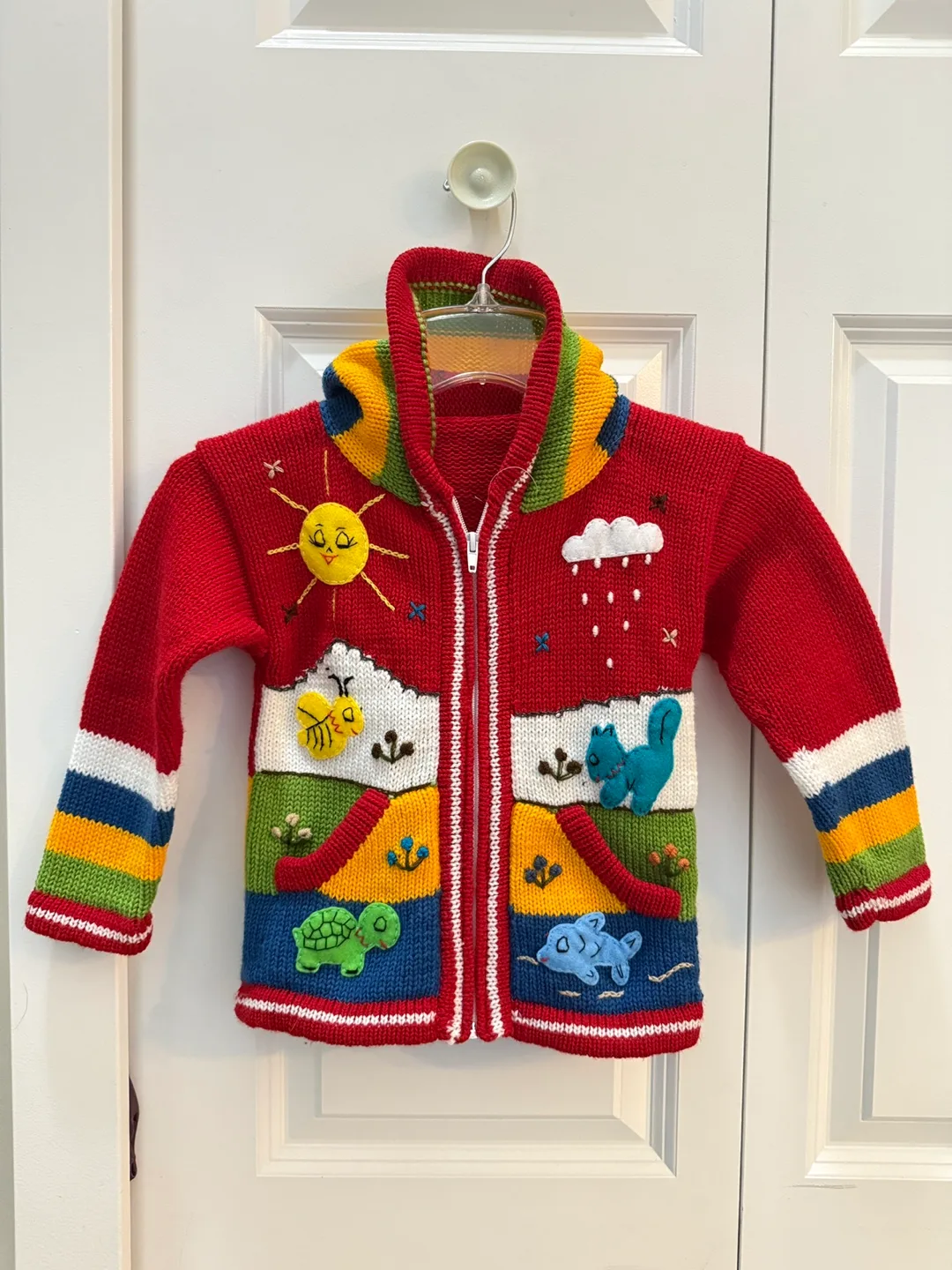 Brand New Handmade Alpaca Wool Children's Zip-Up Sweater thumbnail