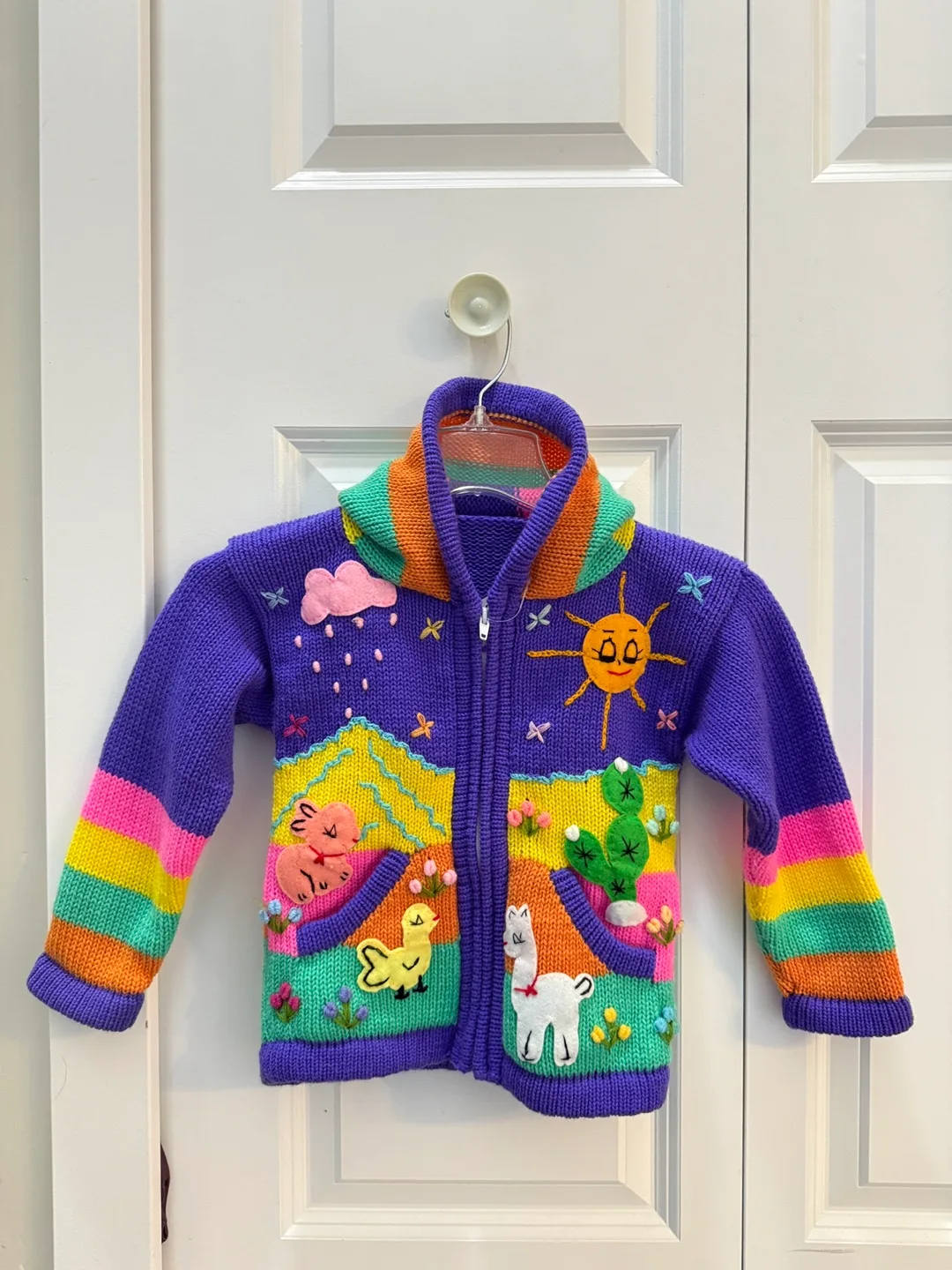Brand New Handmade Alpaca Wool Children's Zip-Up Sweater thumbnail