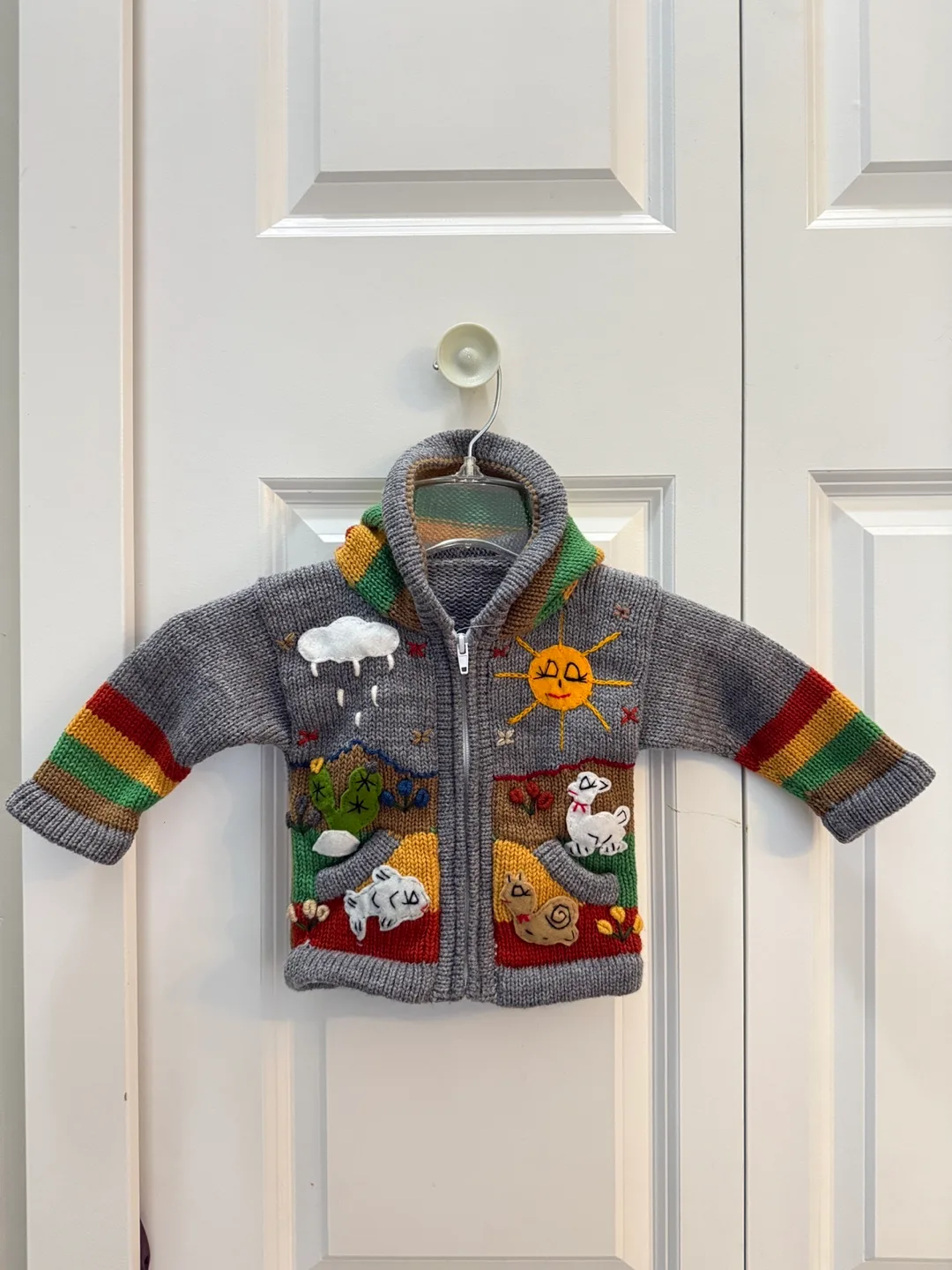 Brand New Handmade Alpaca Wool Children's Zip-Up Sweater thumbnail