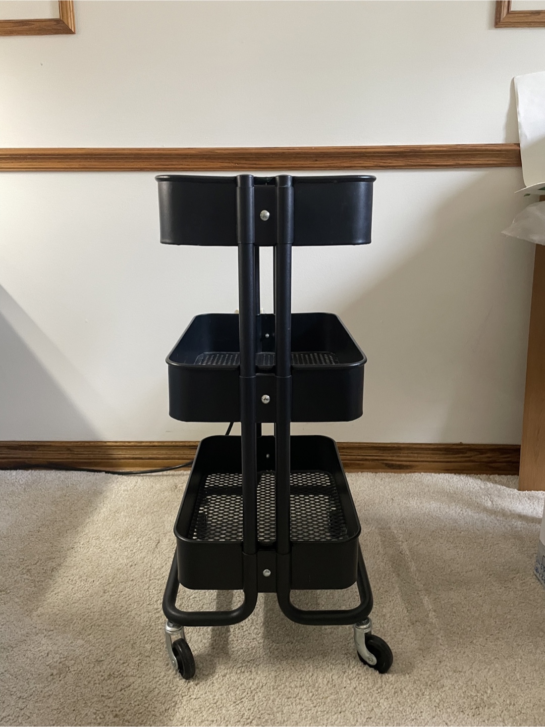 Black 3-Tier Rolling Cart - photo 2