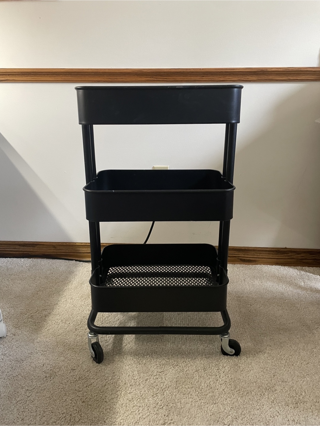 Black 3-Tier Rolling Cart