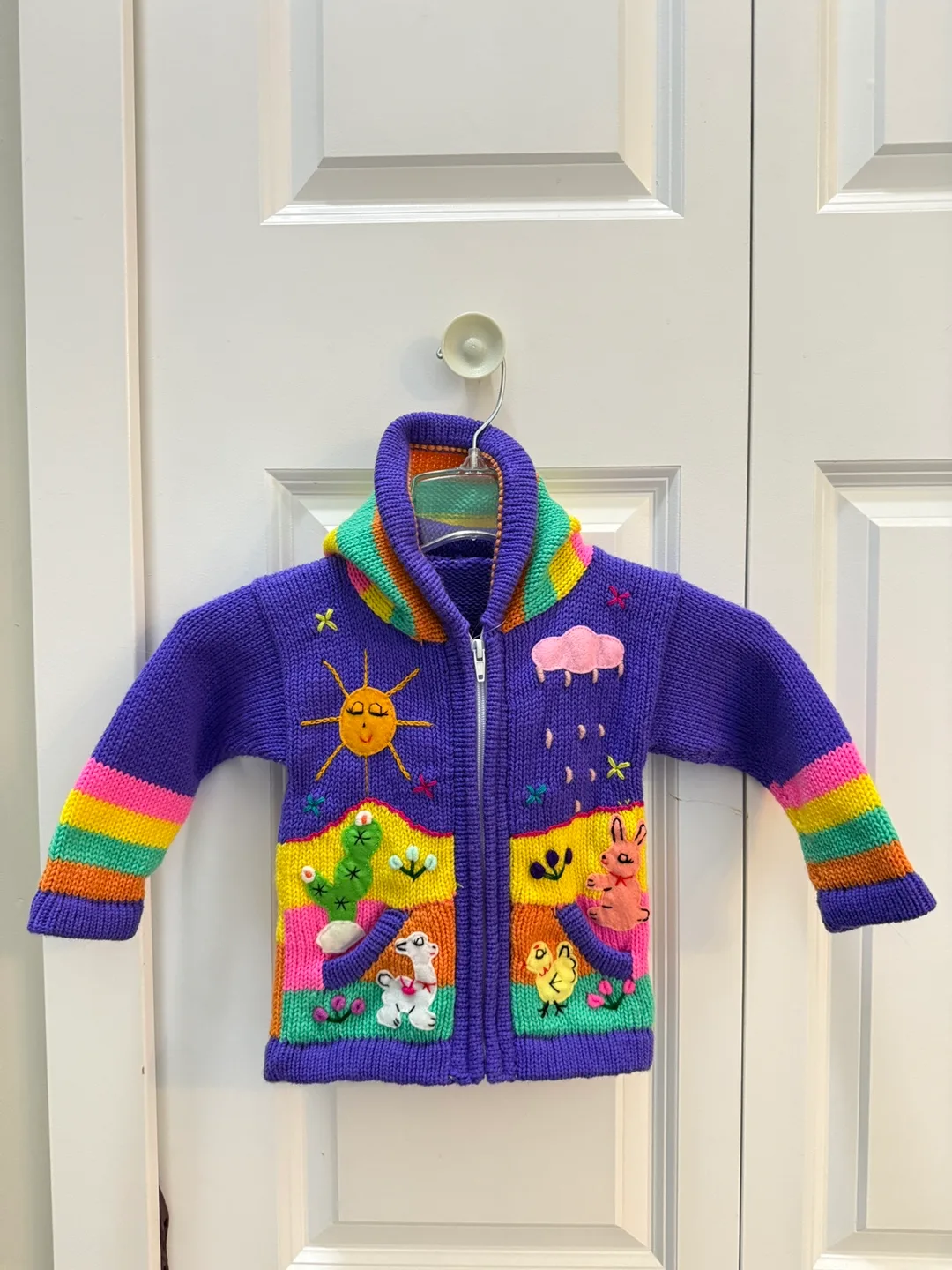 Brand New Handmade Alpaca Wool Children's Zip-Up Sweater thumbnail