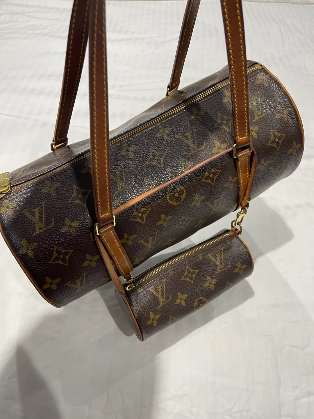 Authentic Louis Vuitton Monogram Barrel Bag with Pouch image indicator(5)