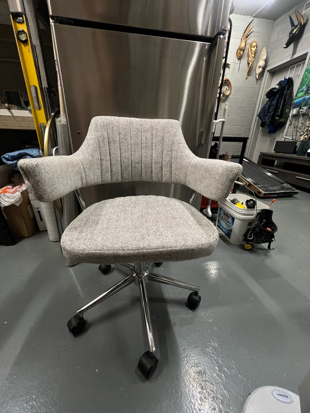 Gray Swivel Office Chair with Armrests - photo 3