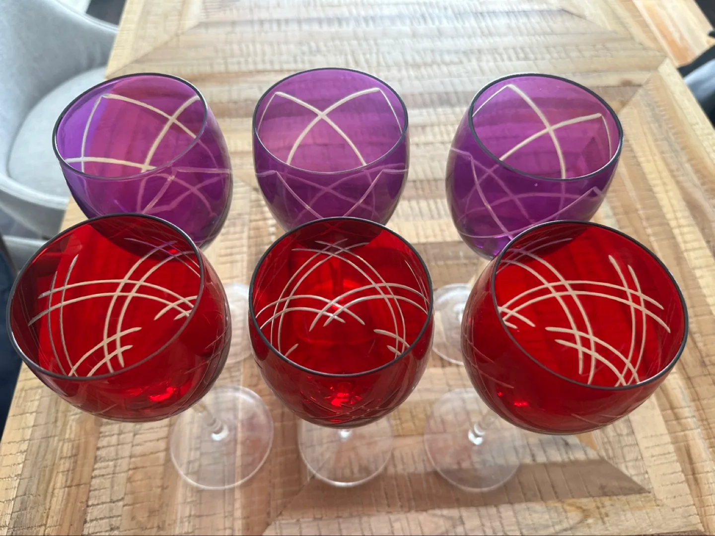 Set of Six Coloured Wine Glasses thumbnail