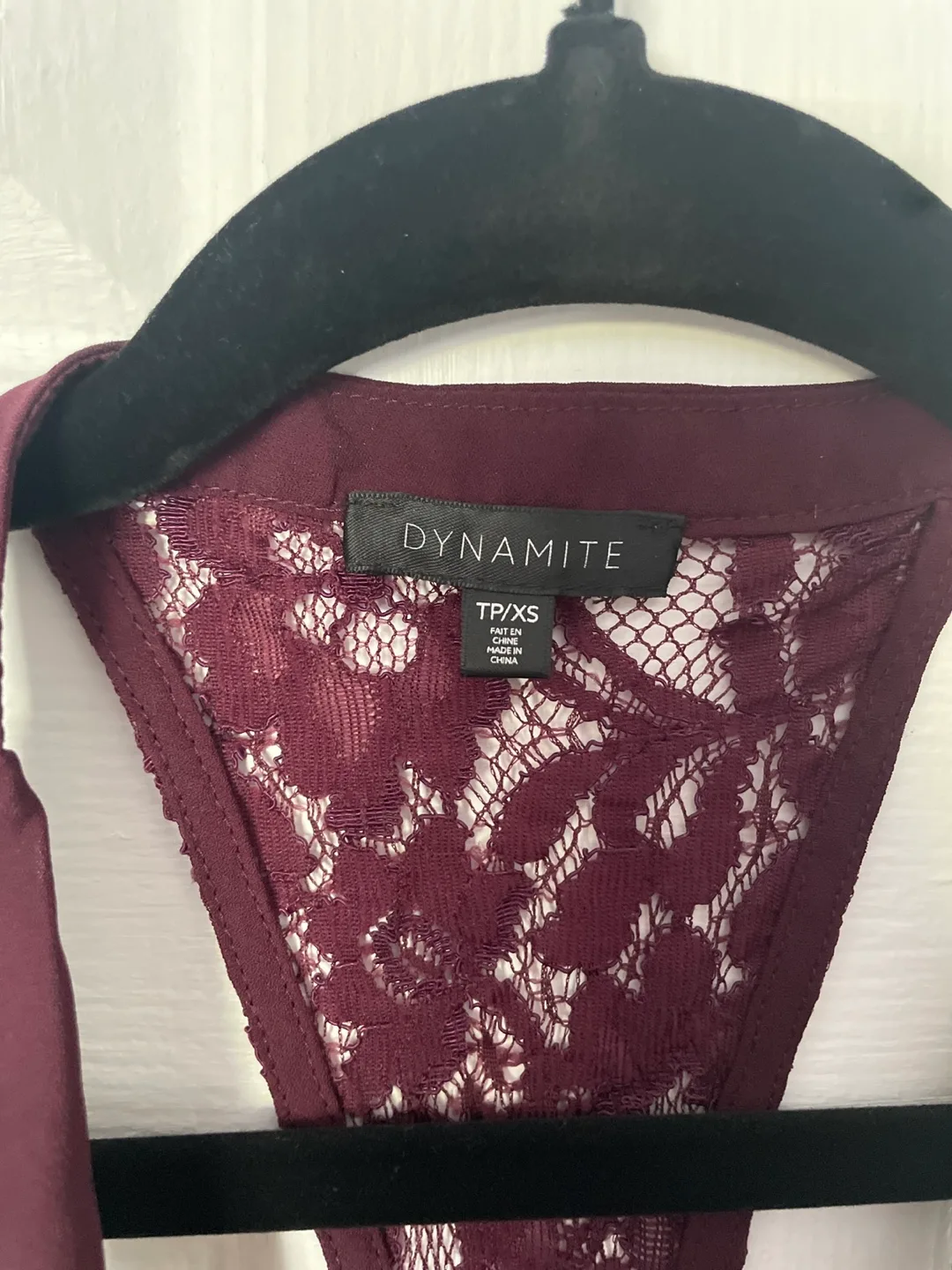 Burgundy Dynamite Lace-Back Cowl Neck Blouse image indicator(3)