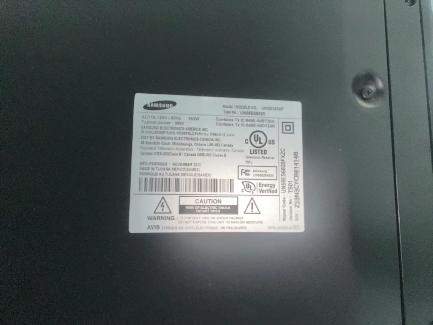 Samsung 55-inch TV image indicator(2)