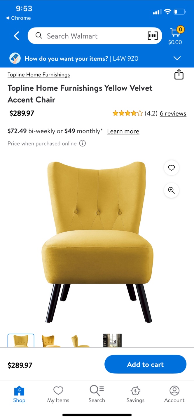 Yellow Velvet Accent Chair - photo 3