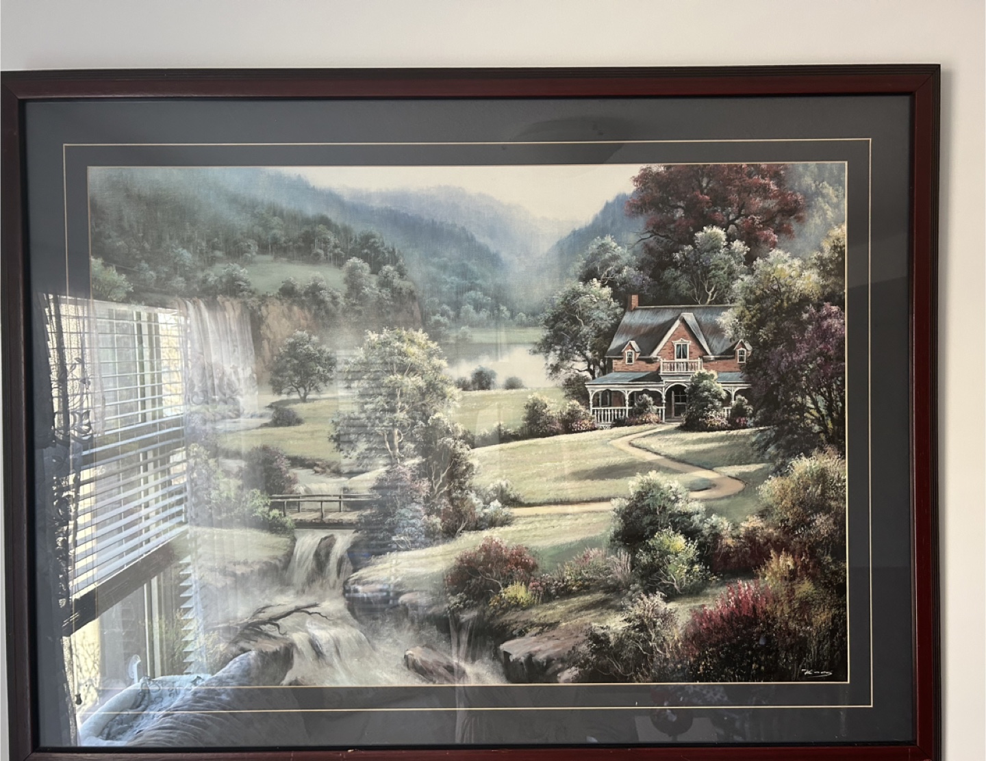 Gorgeous Framed Waterfall Landscape Painting
