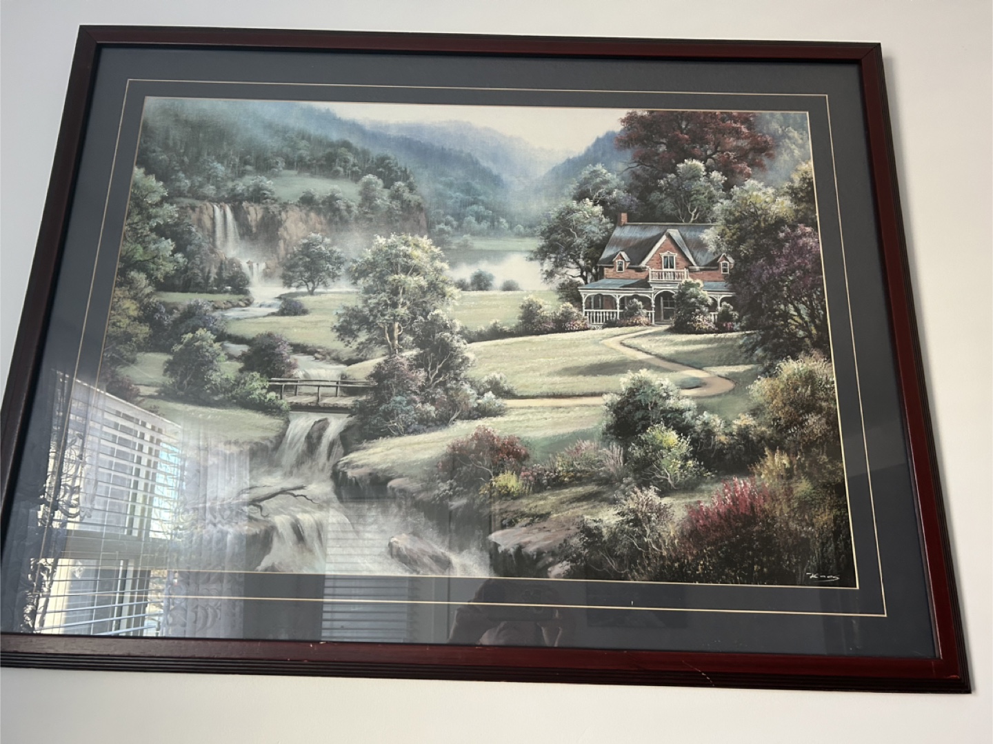 Gorgeous Framed Waterfall Landscape Painting - photo 2