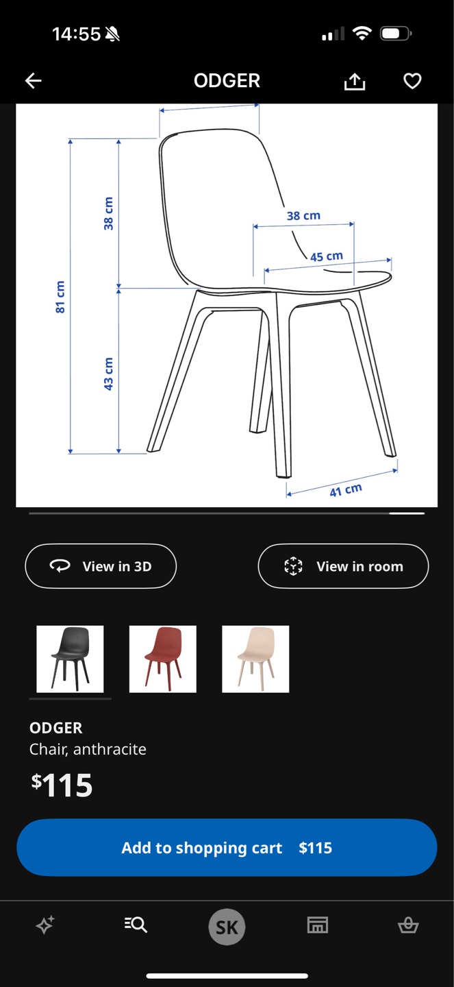 Three ODGER Chairs - Black - IKEA - photo 3