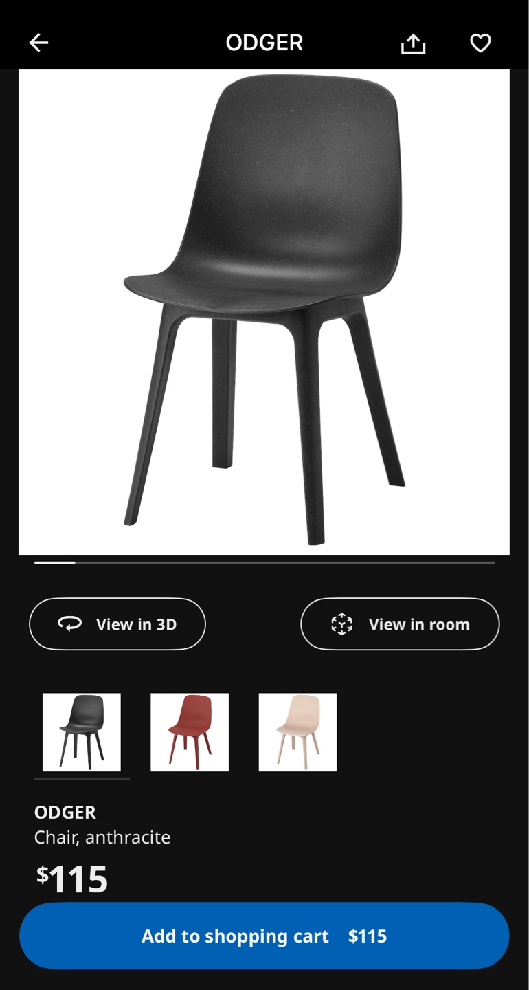 Three ODGER Chairs - Black - IKEA - photo 2