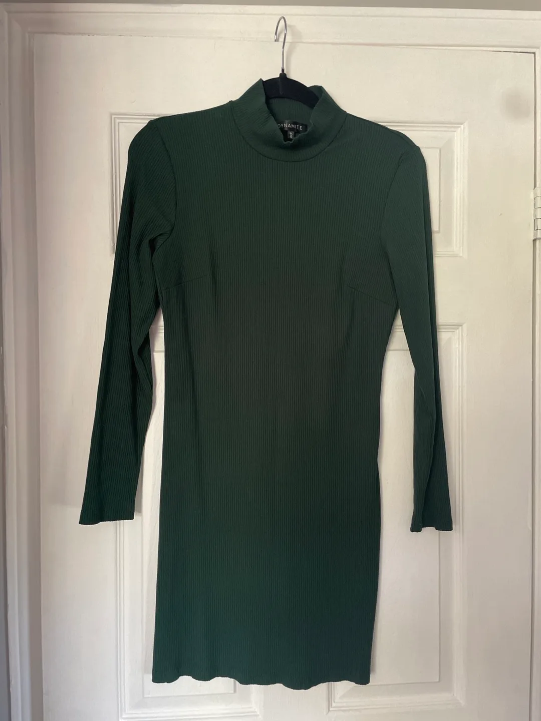 Dynamite Black and Emerald Ribbed Mini Dress-Size G/L image indicator(4)