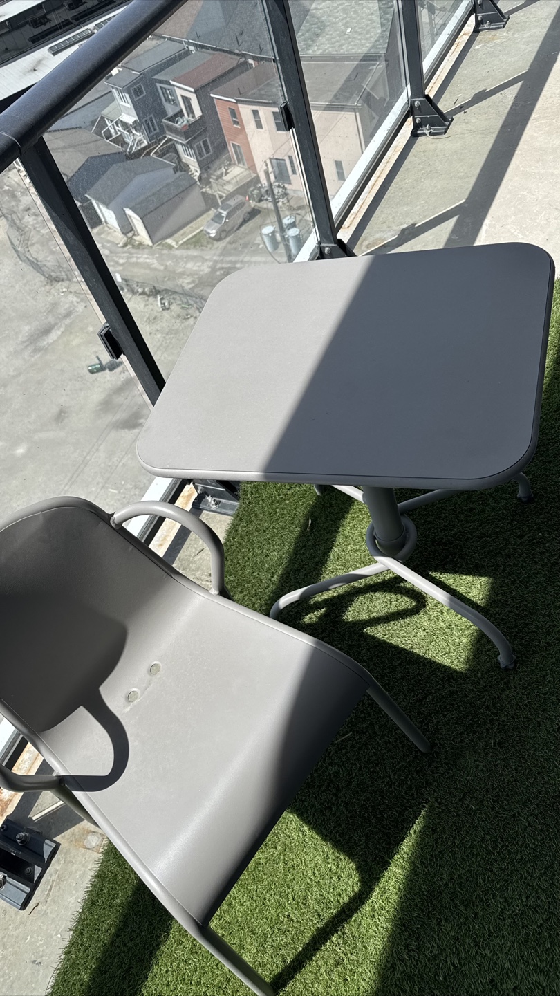 Grey Metal Balcony Table and Chair Set - photo 2