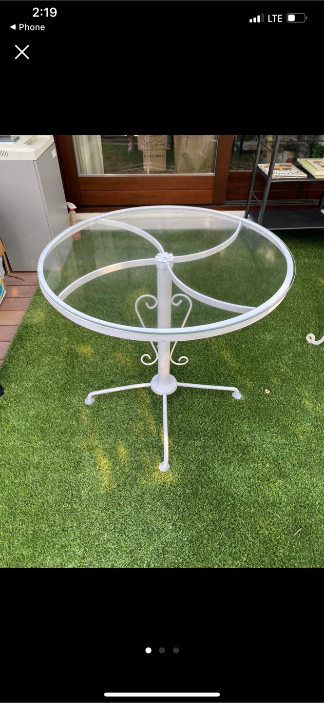 White Metal and Glass Round Table