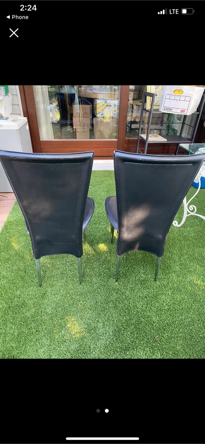 Pair of Black Dining Chairs with Chrome Legs - photo 2