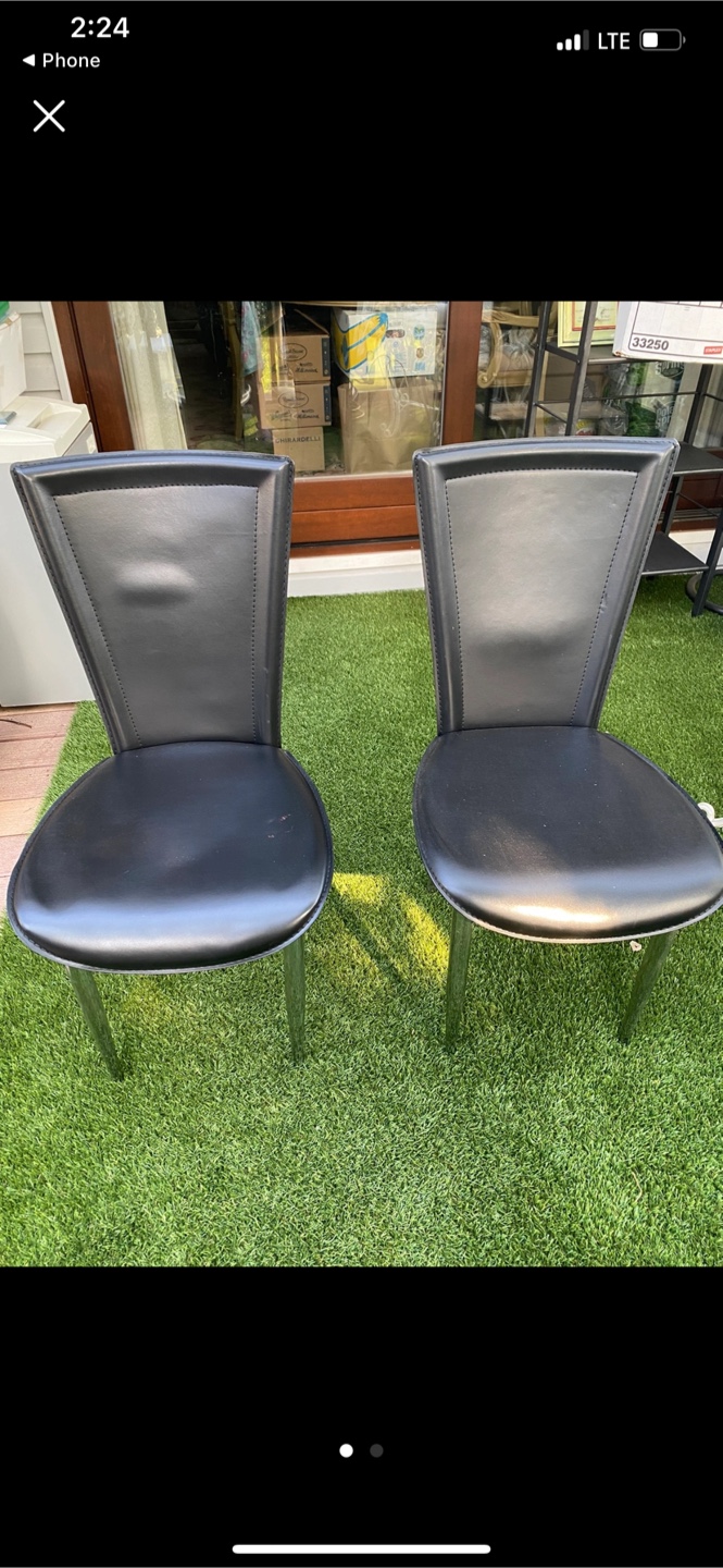 Pair of Black Dining Chairs with Chrome Legs