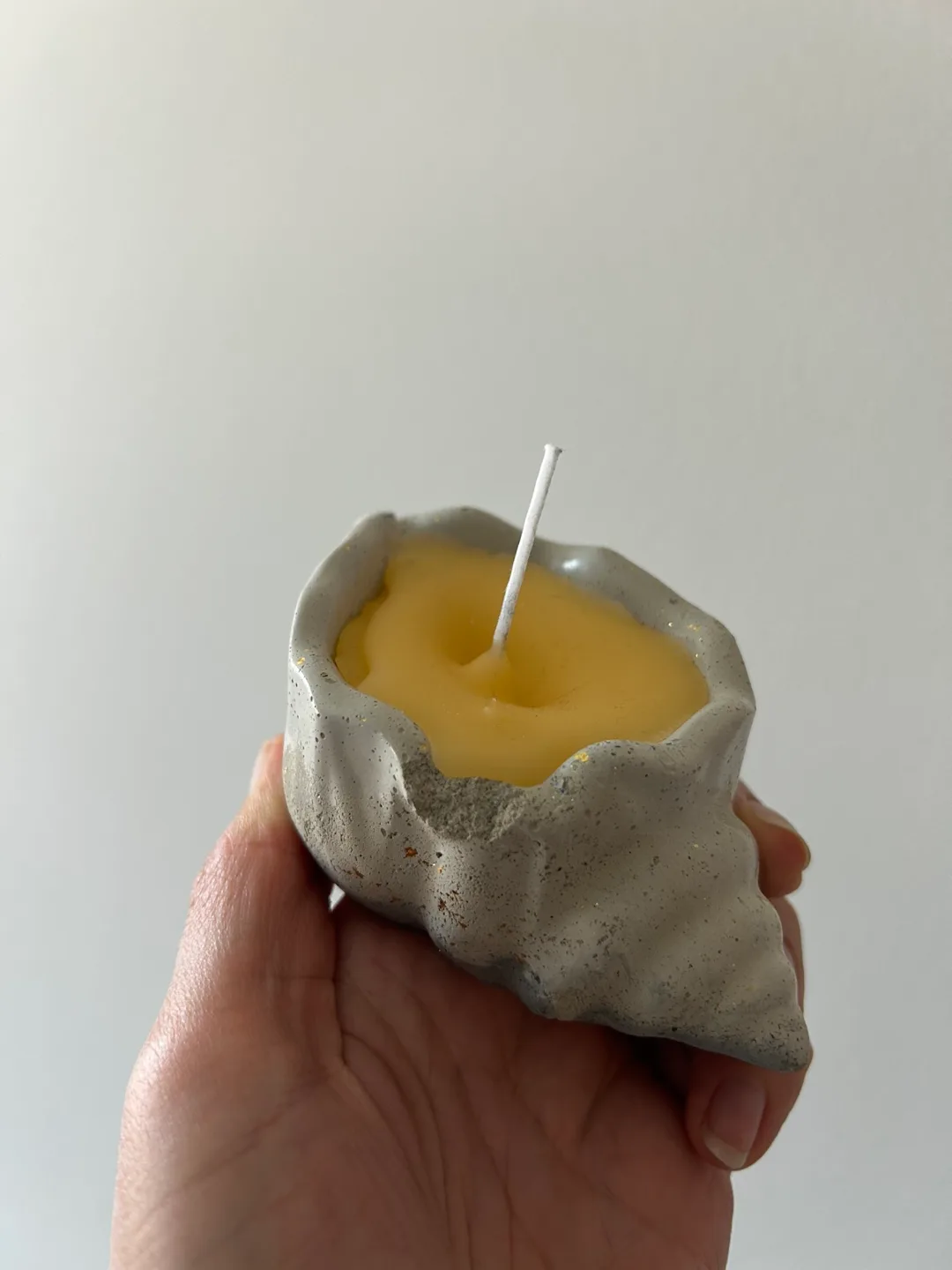 Handmade Concrete Beeswax Candle Seashell image indicator(5)