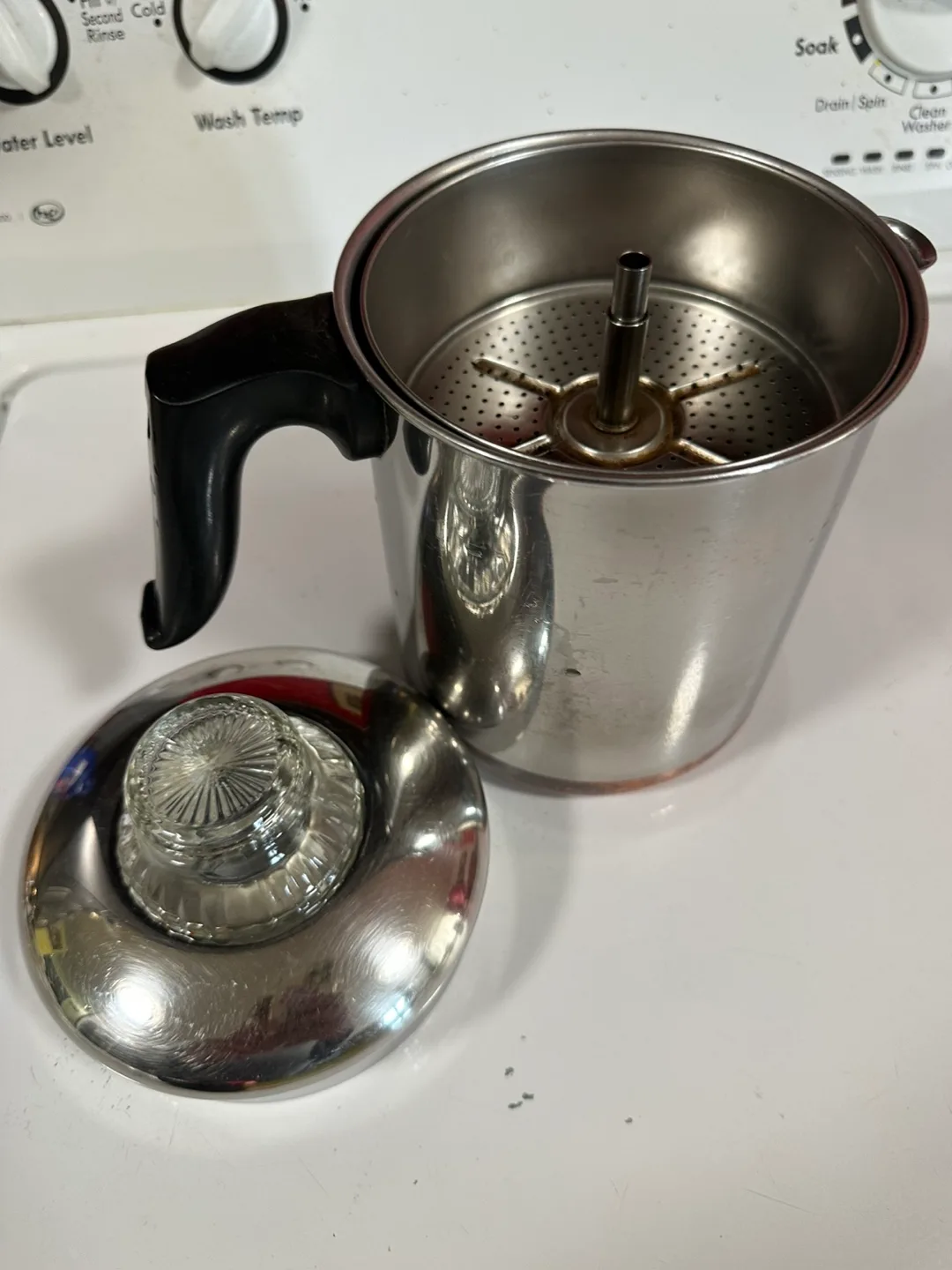 Vintage Stainless Steel Percolator copper bottom Coffee Pot image indicator(6)