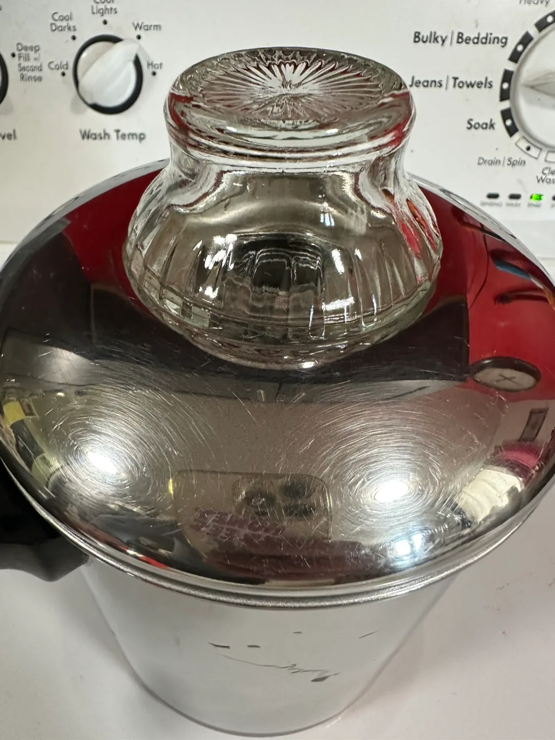 Vintage Stainless Steel Percolator copper bottom Coffee Pot image indicator(5)