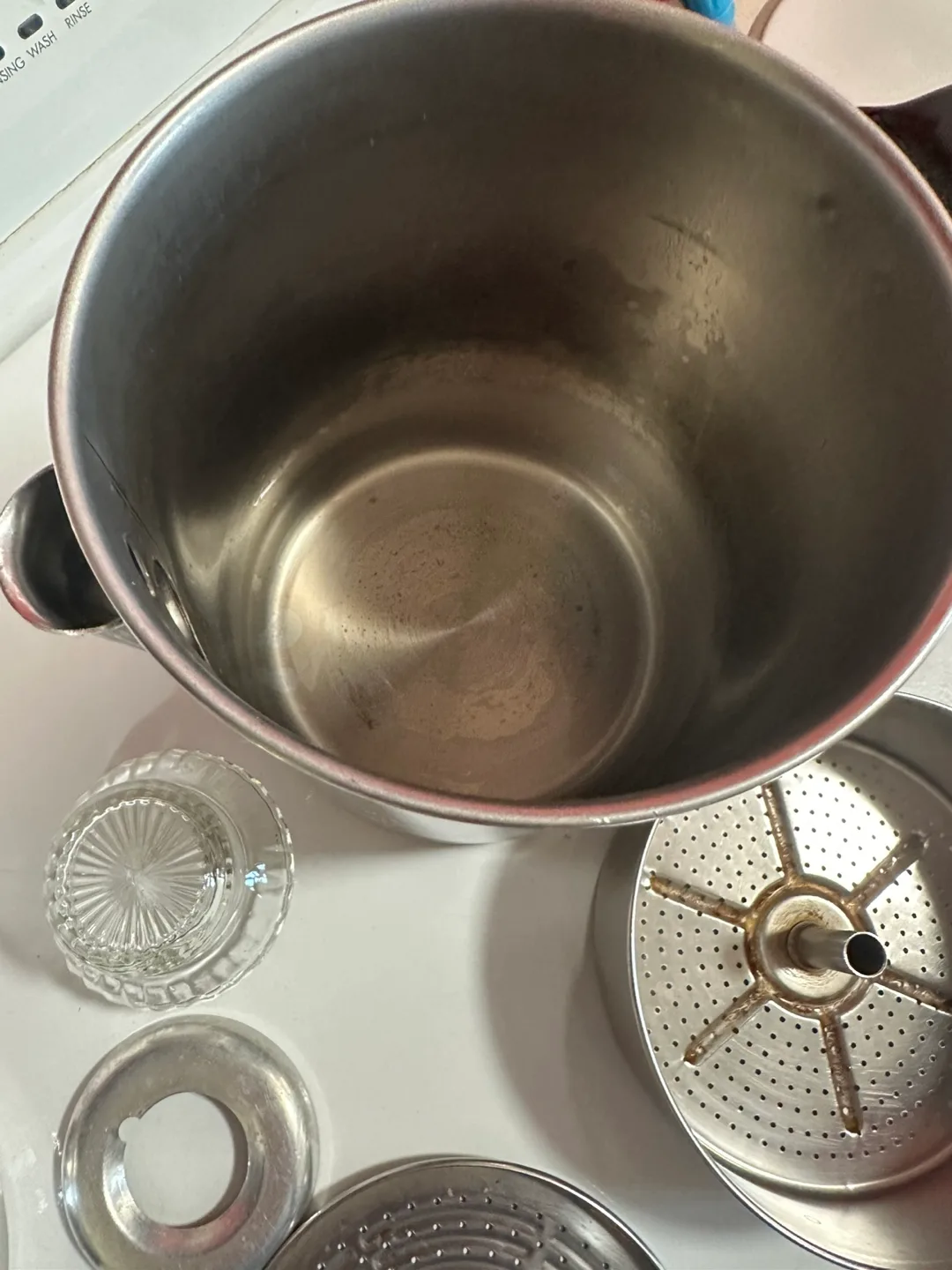 Vintage Stainless Steel Percolator copper bottom Coffee Pot image indicator(3)