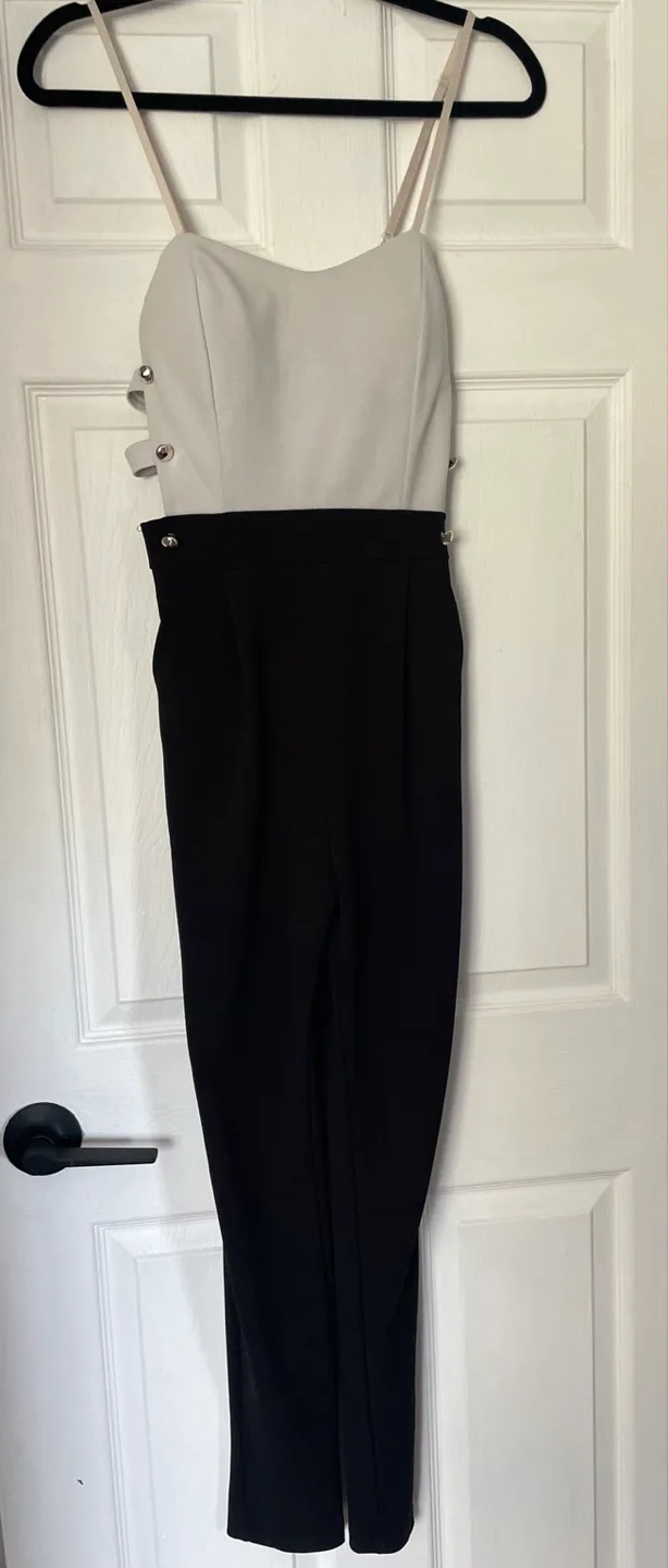 Black and White Cut-Out Jumpsuit- Small thumbnail